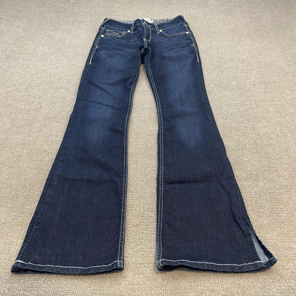 Ariat REAL Bootcut Jeans Womens 26 R Blue Dark Wash Low Rise Embroidered Stretch